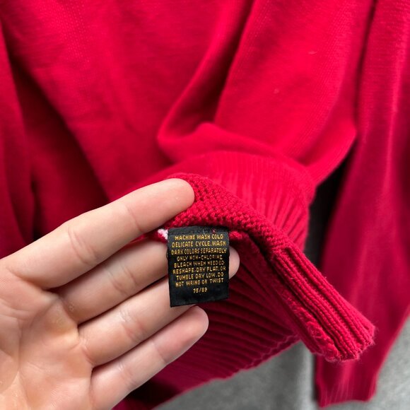 Eddie Bauer Sweater Men Large Tall Adult Red Crewneck Pullover Casual Chunky Vtg - Picture 2 of 12